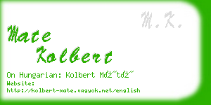 mate kolbert business card